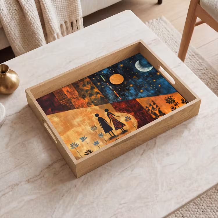Dienblad - Silhouetten - Abstract - Zon - Maan — 2