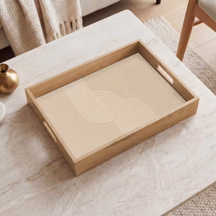 Dienblad - Parallelle lijnen - Lichte textuur - Beige — 2