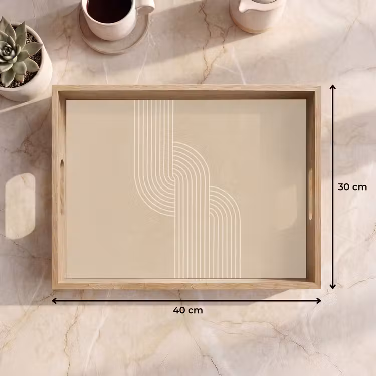 Dienblad - Parallelle lijnen - Lichte textuur - Beige — 7