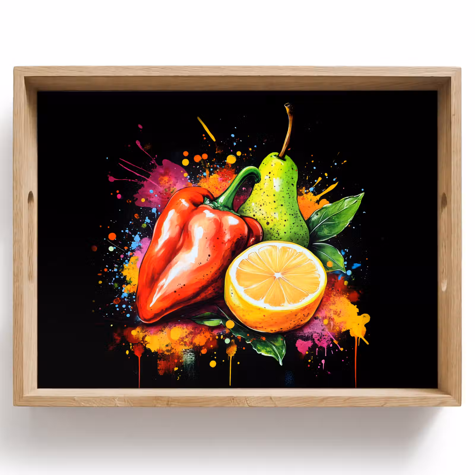 Dienblad - Paprika - Peer - Citroen - Graffiti - Verf - Abstract — 1