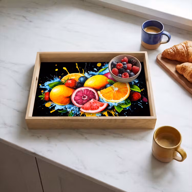Dienblad - Fruit - Graffiti - Kleurrijk - Sinaasappel - Aardbei - Abstract — 3