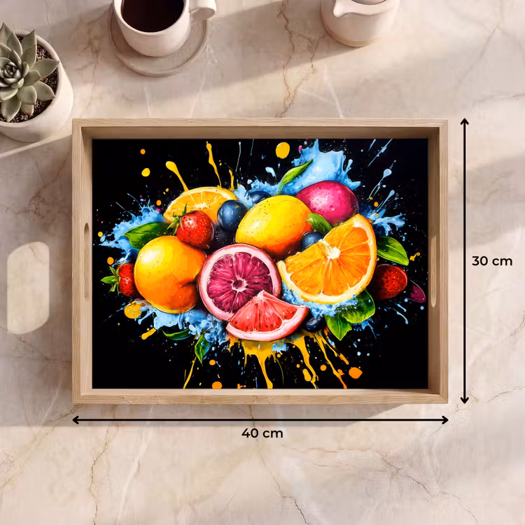 Dienblad - Fruit - Graffiti - Kleurrijk - Sinaasappel - Aardbei - Abstract — 7