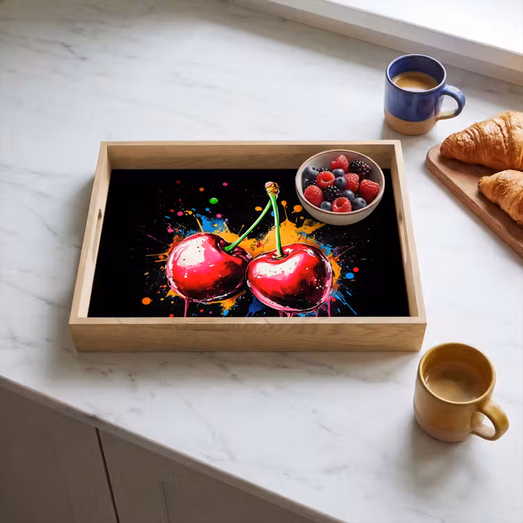 Dienblad - Kersen - Fruit - Graffiti - Verf - Abstract - Modern - Kleurrijk — 3