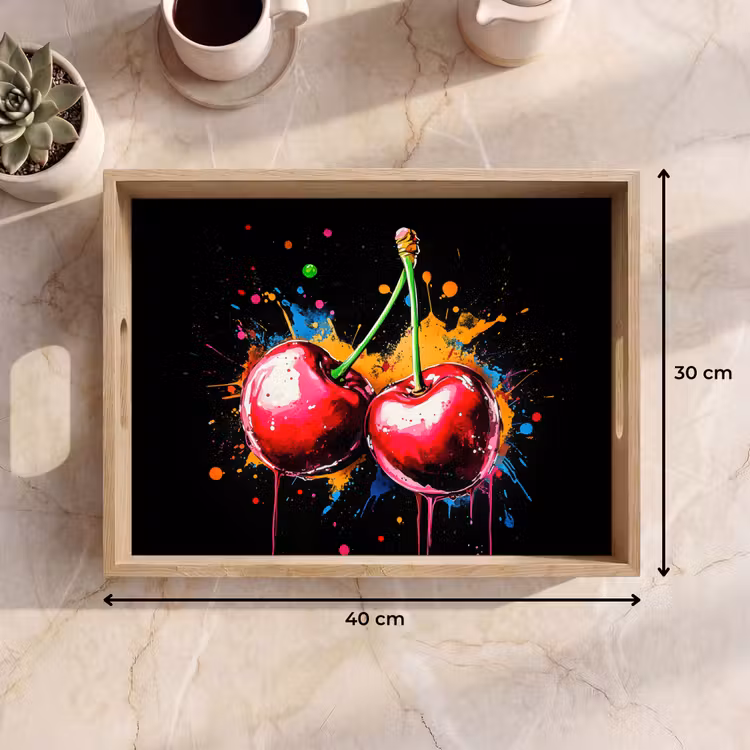 Dienblad - Kersen - Fruit - Graffiti - Verf - Abstract - Modern - Kleurrijk — 7
