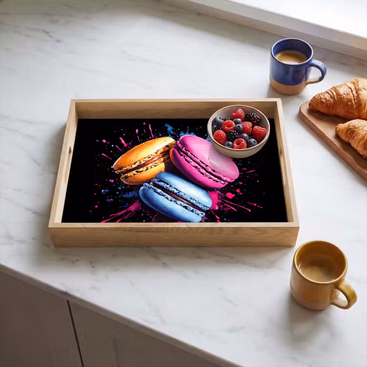 Dienblad - Macarons - Dessert - Graffiti - Kleurrijk - Roze - Blauw - Geel — 3