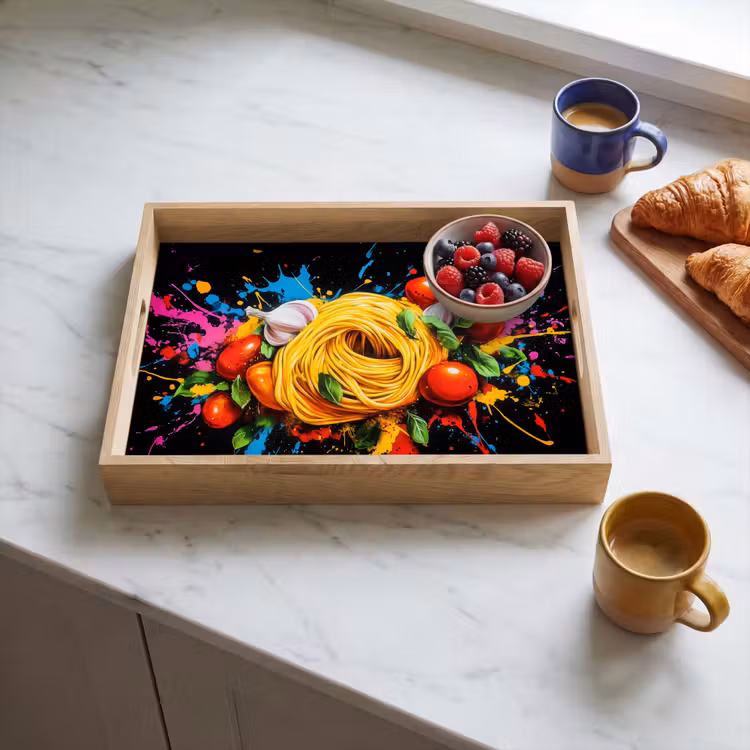 Dienblad - Spaghetti - Graffiti - Verf - Kleurrijk - Eten - Modern — 3