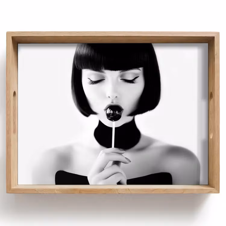 Dienblad - Vrouw - Lolly - Zwart - Wit — 1