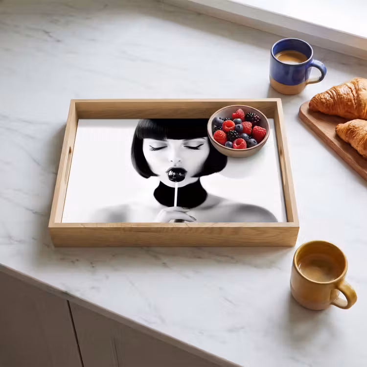 Dienblad - Vrouw - Lolly - Zwart - Wit — 3