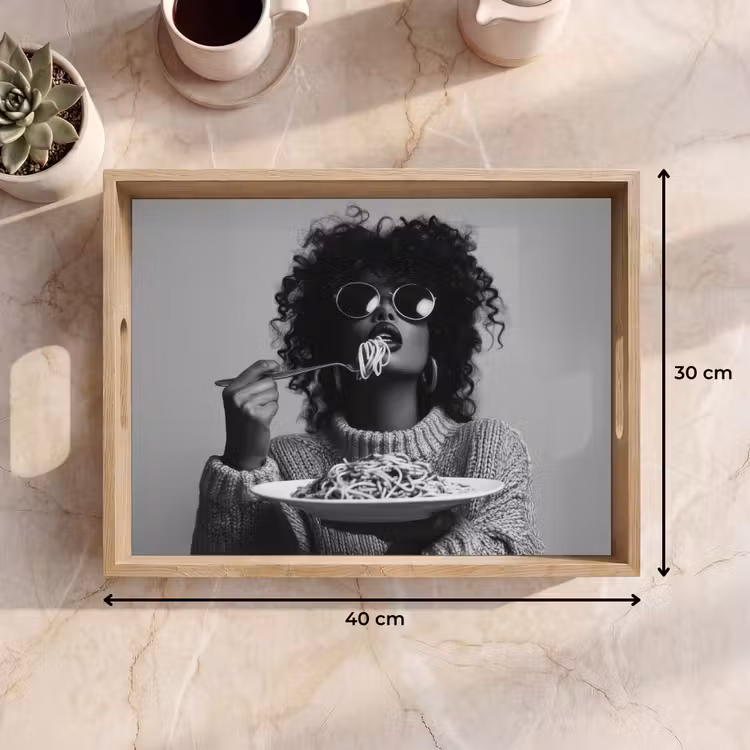 Dienblad - Vrouw - Pasta - Zwart - Wit — 7