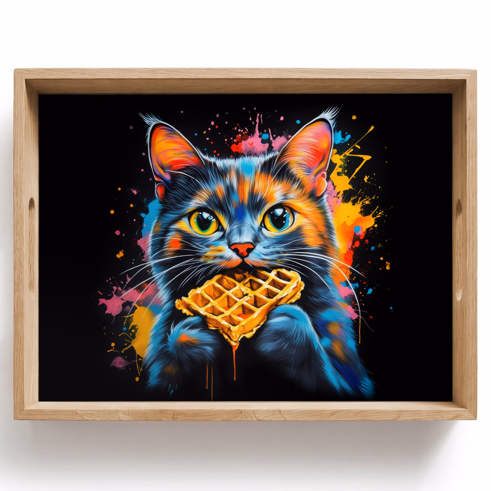 Dienblad - Kat - Graffiti - Kleurrijk - Wafel - Eten — 1