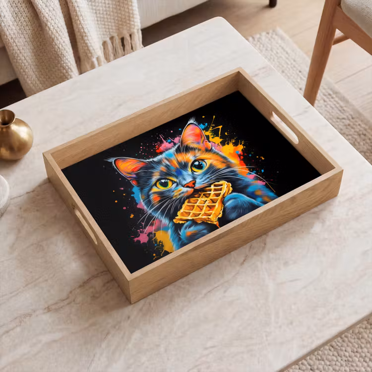 Dienblad - Kat - Graffiti - Kleurrijk - Wafel - Eten — 2