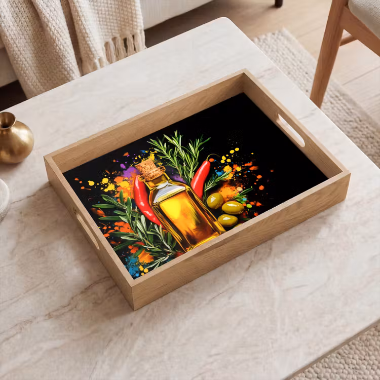 Dienblad - Olijfolie - Graffiti - Peper - Olijven - Modern — 2