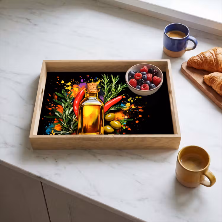 Dienblad - Olijfolie - Graffiti - Peper - Olijven - Modern — 3