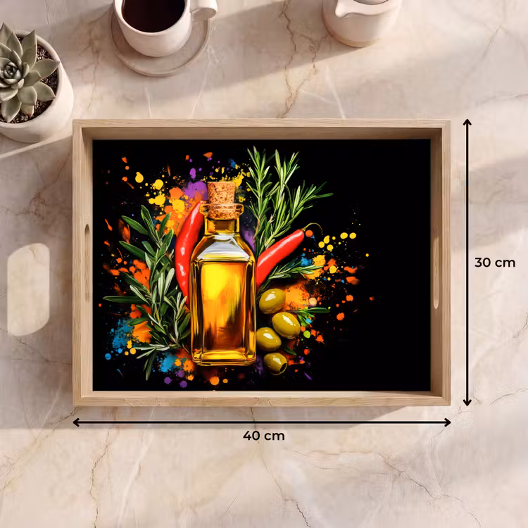 Dienblad - Olijfolie - Graffiti - Peper - Olijven - Modern — 7