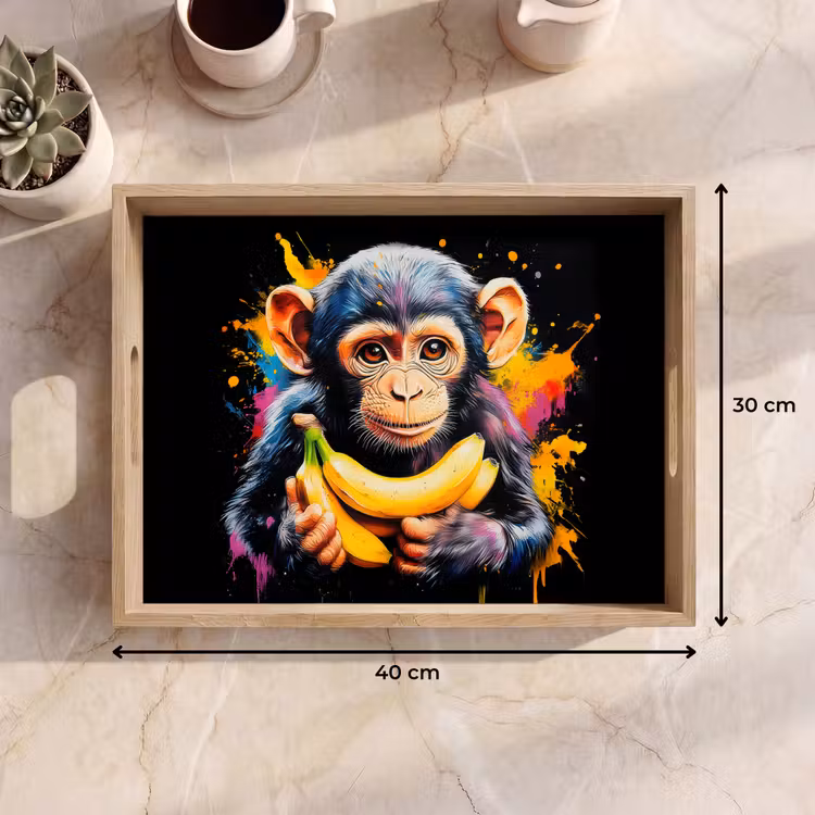 Dienblad - Aap - Graffiti - Kleurrijk - Bananen - Modern — 7