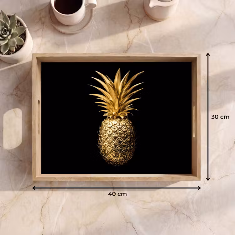 Dienblad - Ananas - Zwart - Goud - Luxe — 7