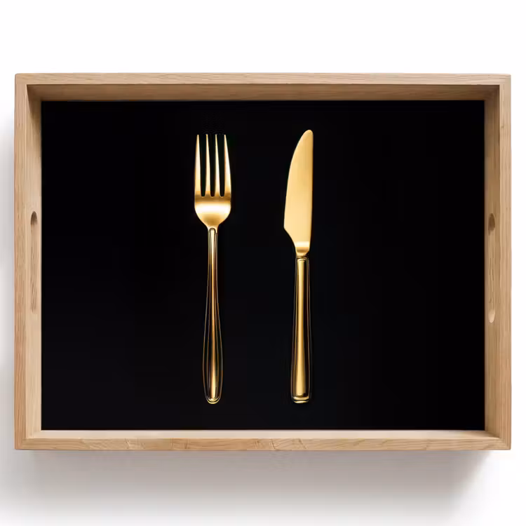Dienblad - Bestek - Goud - Mes - Vork — 1