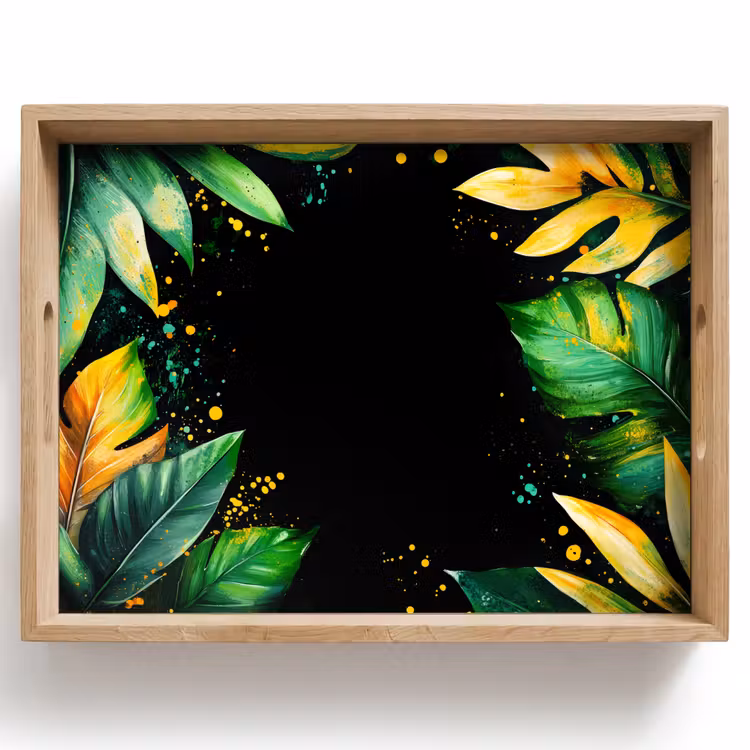 Dienblad - Bladeren - Groen - Geel - Verf - Jungle — 1