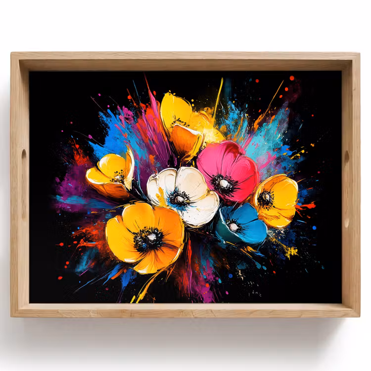 Dienblad - Bloemen - Kleurrijk - Graffiti - Modern - Boeket — 1