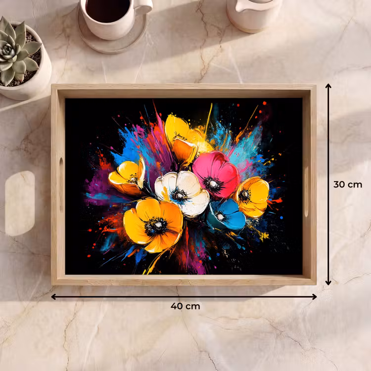 Dienblad - Bloemen - Kleurrijk - Graffiti - Modern - Boeket — 7