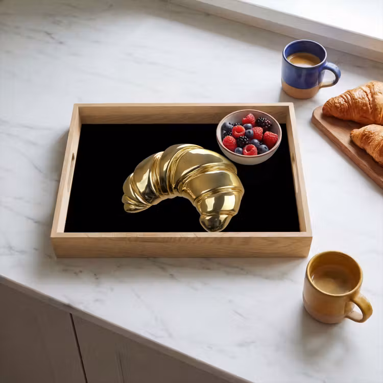 Dienblad - Croissant - Brood - Goud - Zwart — 3