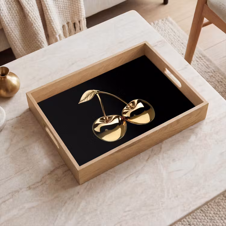 Dienblad - Kersen - Zwart - Goud - Chrome — 2