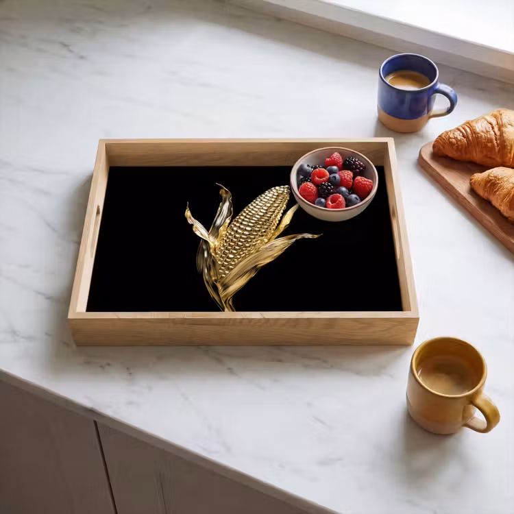 Dienblad - Mais - Eten - Goud - Zwart — 3