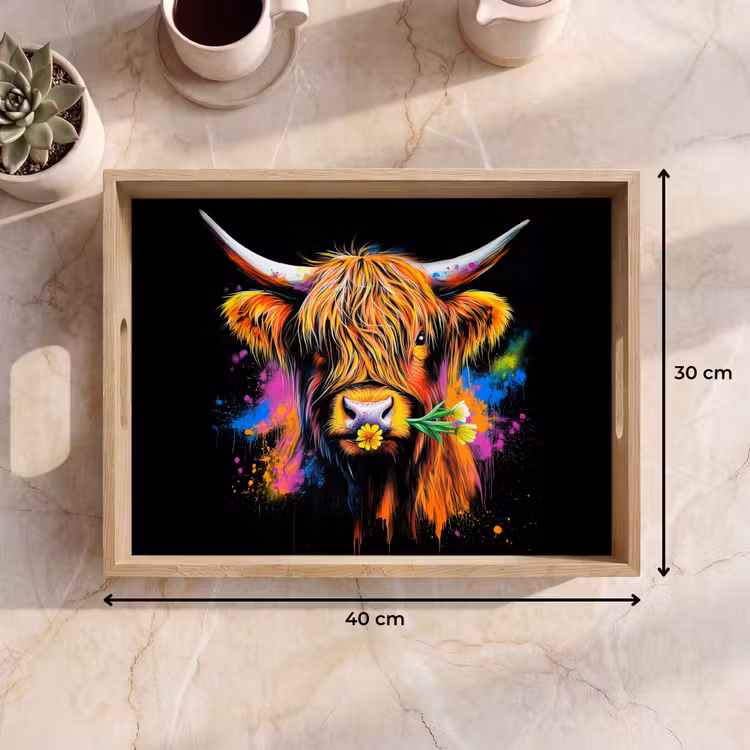 Dienblad - Schotse Hooglander - Graffiti - Kleurrijk - Bloem - Dieren — 7