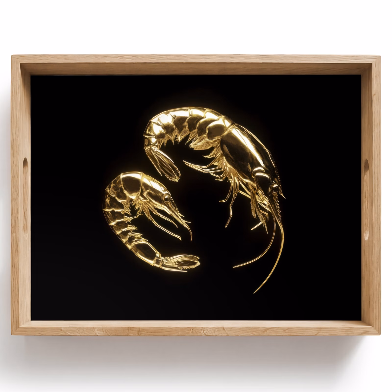 Dienblad - Garnalen - Zwart - Goud - Dieren — 1