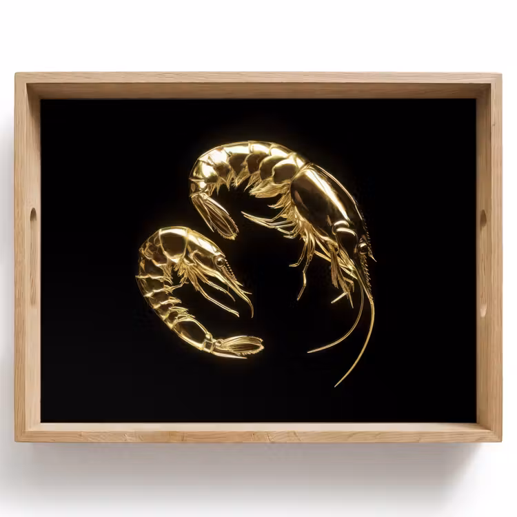 Dienblad - Garnalen - Zwart - Goud - Dieren — 1