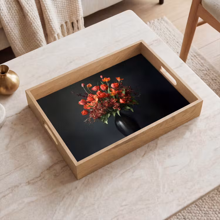 Dienblad - Boeket - Tulpen - Vaas - Rood — 2