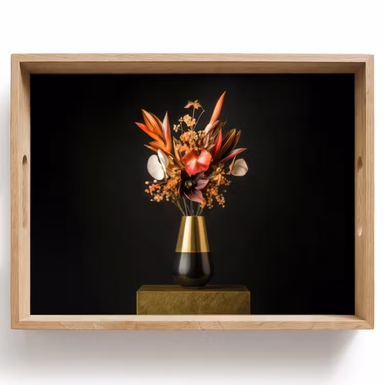Dienblad - Exotisch - Boeket - Vaas - Goud — 1