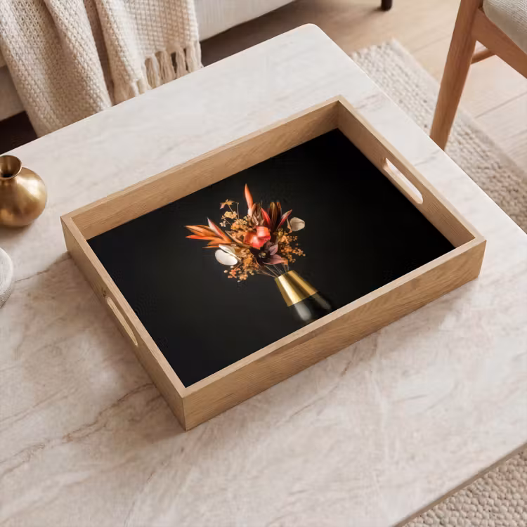 Dienblad - Exotisch - Boeket - Vaas - Goud — 2