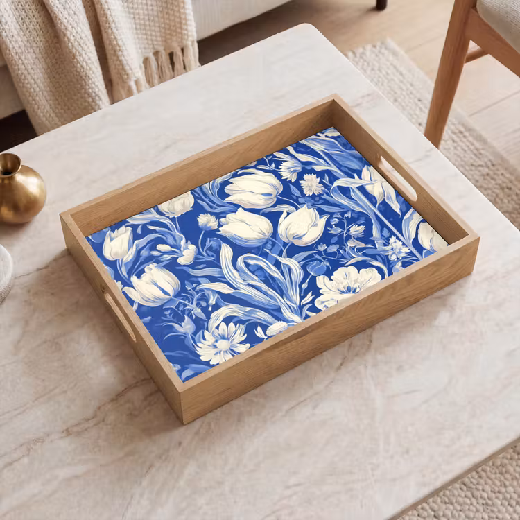 Dienblad - Bloemen - Delfts Blauw - Patroon - Tulp — 2