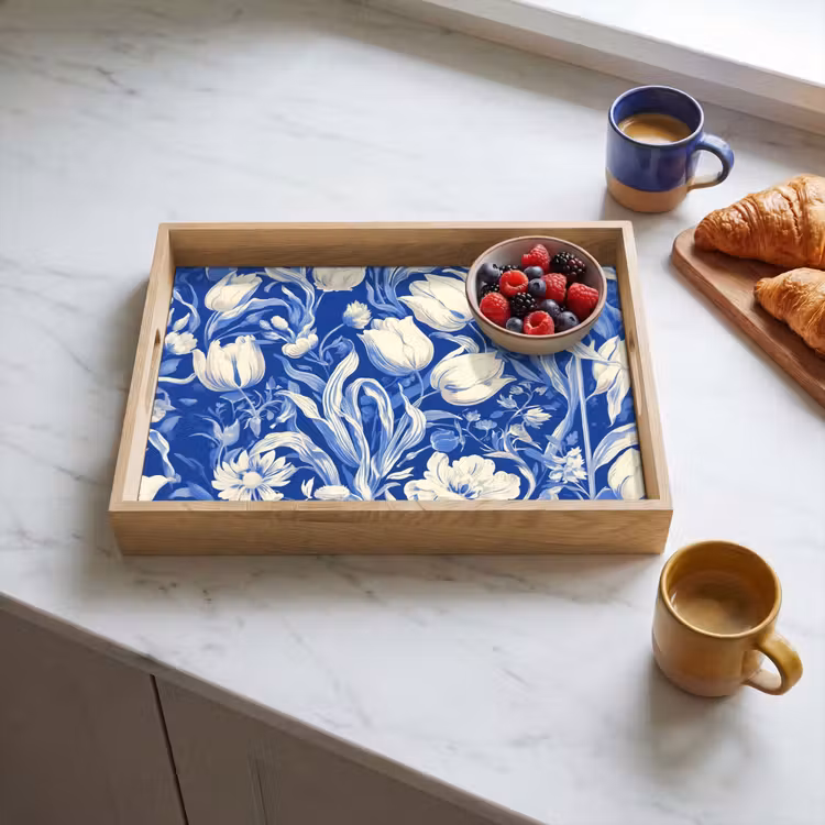 Dienblad - Bloemen - Delfts Blauw - Patroon - Tulp — 3