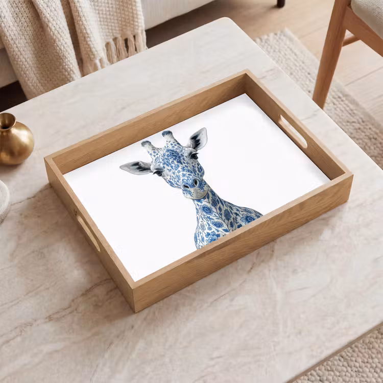 Dienblad - Giraffe - Delfts blauw - Dieren - Minimalistisch — 2