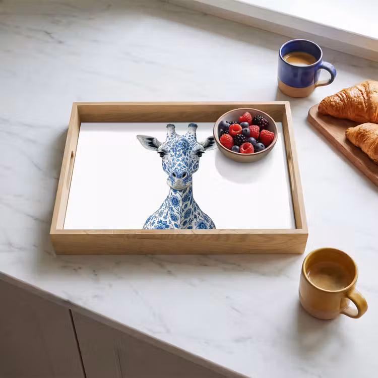 Dienblad - Giraffe - Delfts blauw - Dieren - Minimalistisch — 3