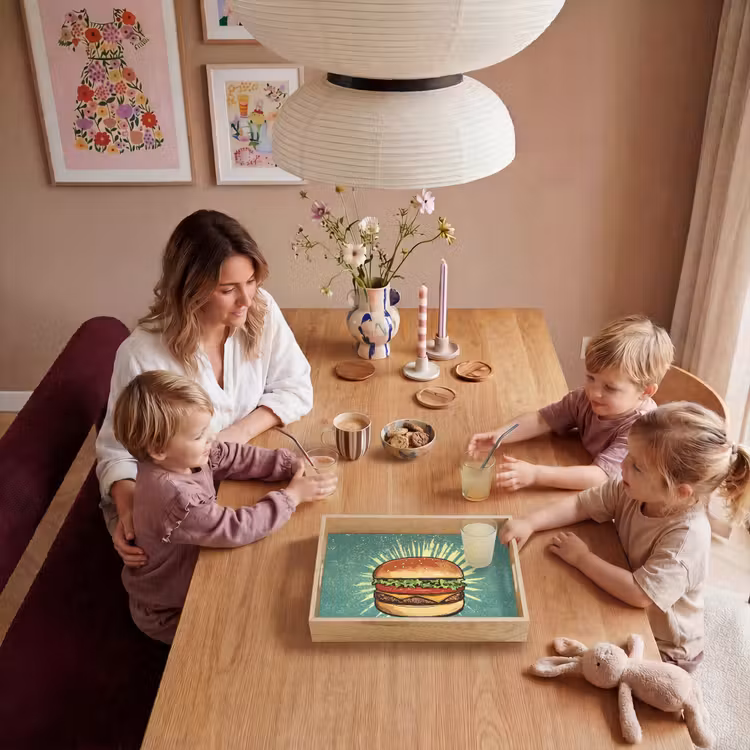 Dienblad - Hamburger - Illustratie - Sla - Kaas — 5