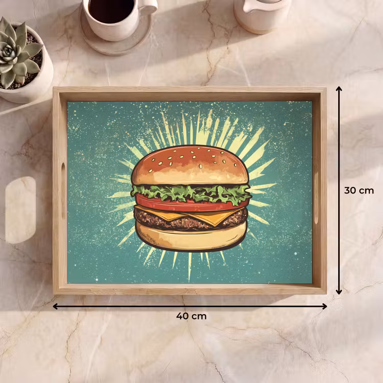 Dienblad - Hamburger - Illustratie - Sla - Kaas — 7