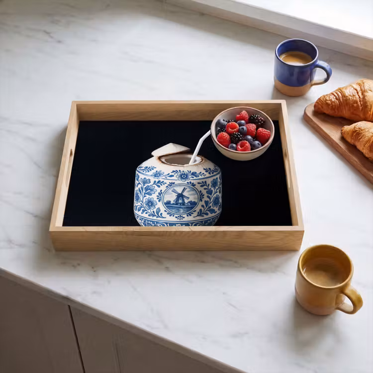 Dienblad - Kokosnoot - Eten - Delfts blauw - Drinken — 3