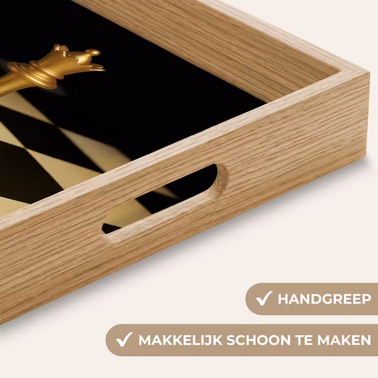 Dienblad - Koningin - Schaakstuk - Geblokt - Goud — 8