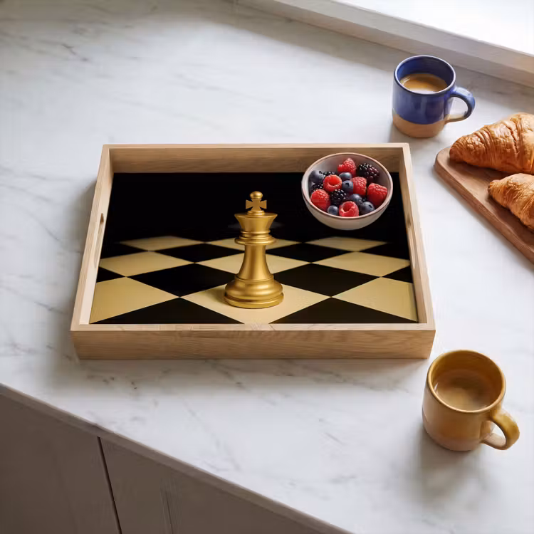 Dienblad - Schaakstuk - Koning - Schaakbord - Geblokt — 3