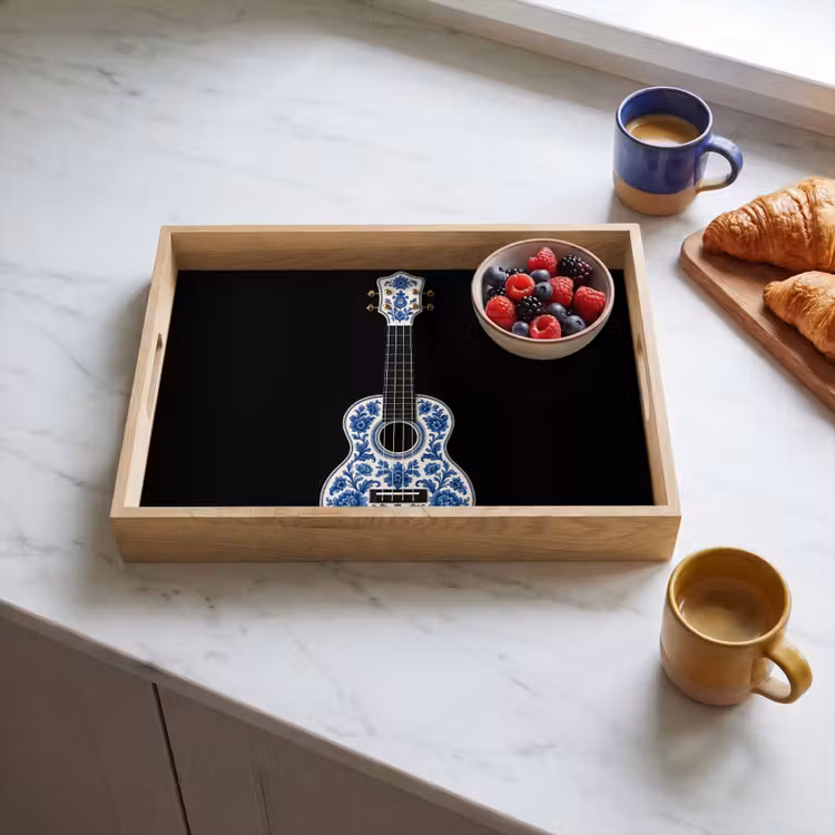 Dienblad - Ukelele - Delfts - Blauw - Muziek — 3