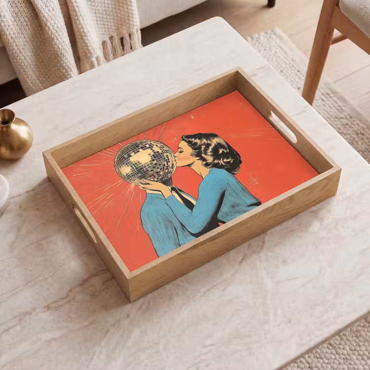 Dienblad - Vrouw - Retro - Discobal - Kus — 2