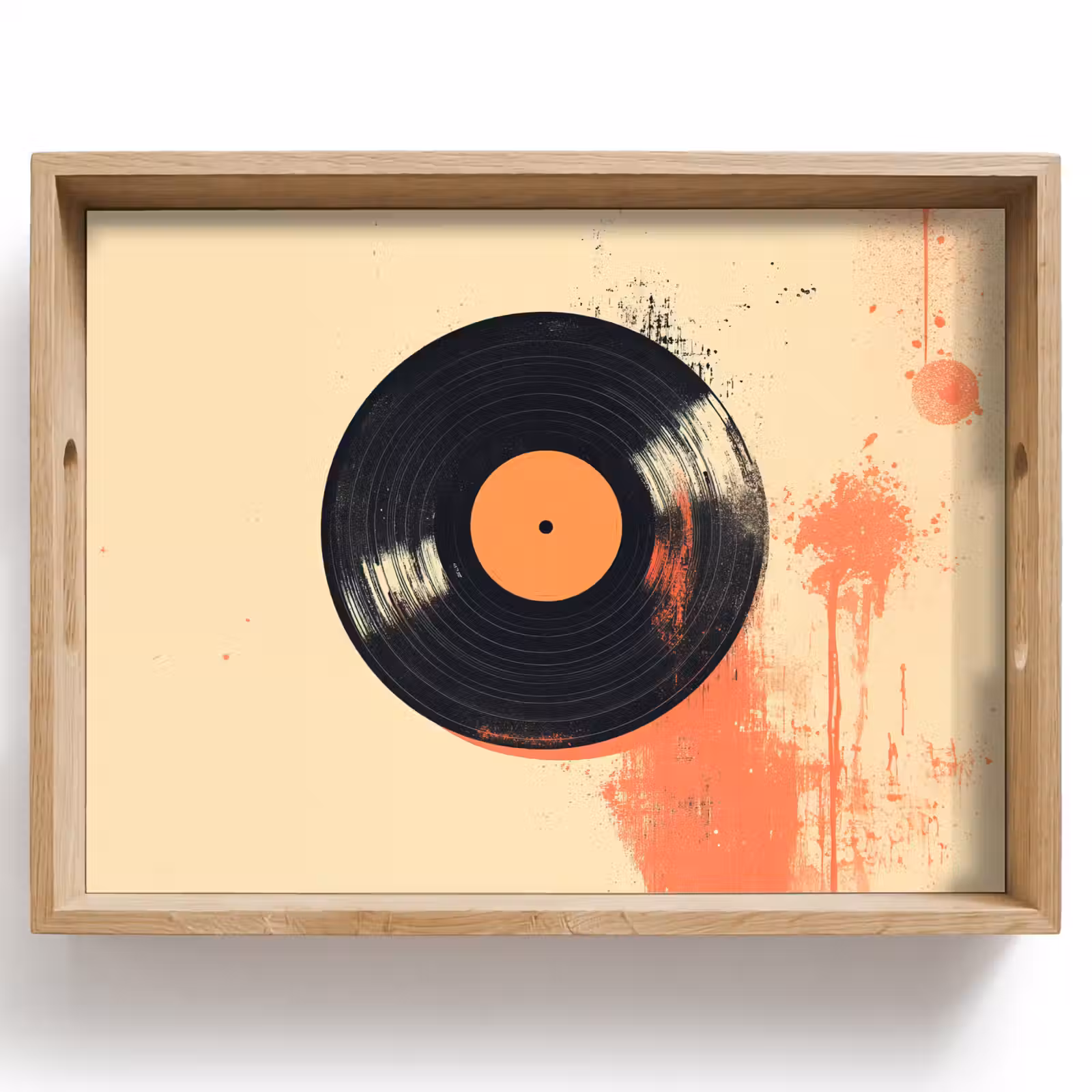 Dienblad - Vinylplaat - Zwart - Verfspatten - Retro — 1