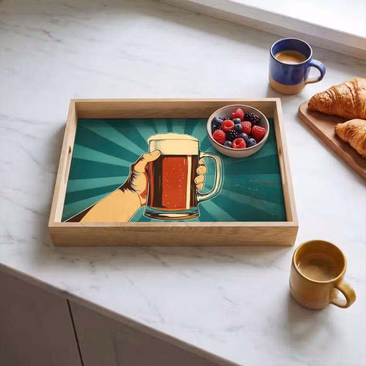 Dienblad - Bierglas - Schuim - Retro - Groen — 3