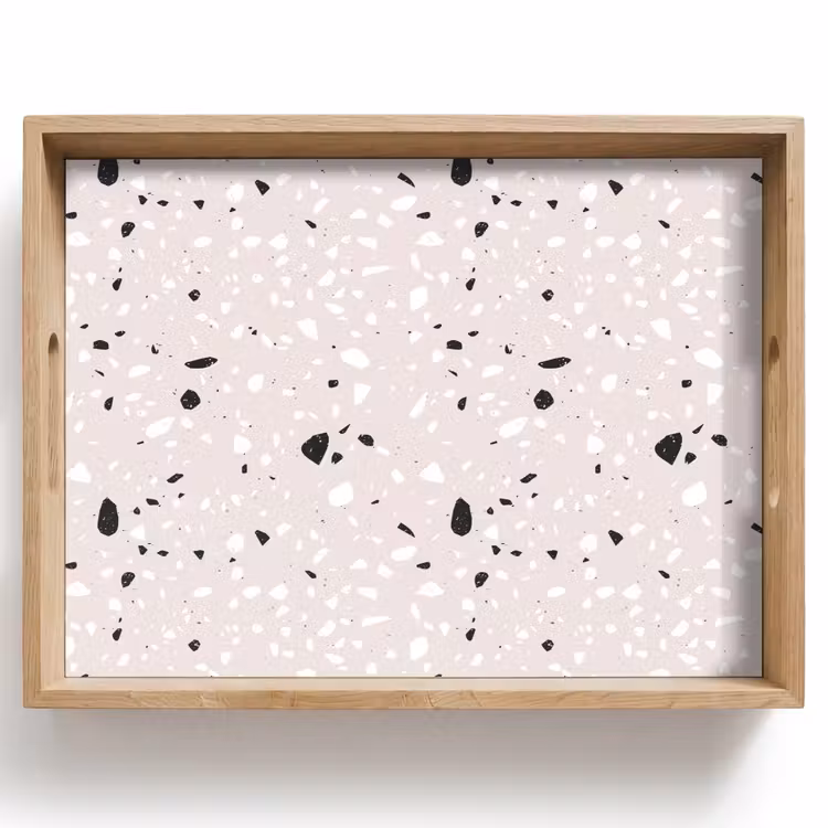 Dienblad - Terrazzo - Patroon - Zacht - Zwart - Wit — 1