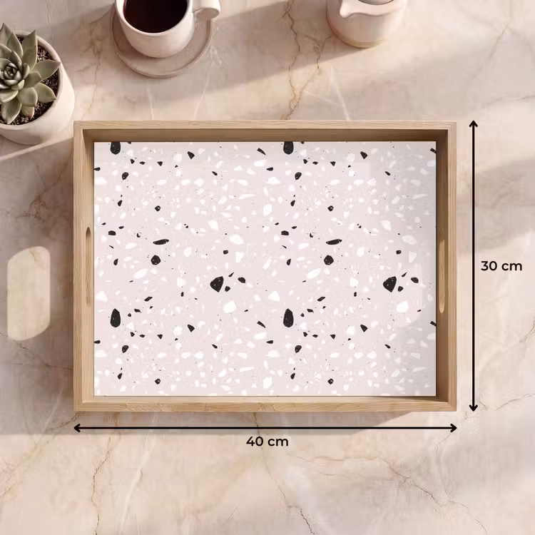 Dienblad - Terrazzo - Patroon - Zacht - Zwart - Wit — 7