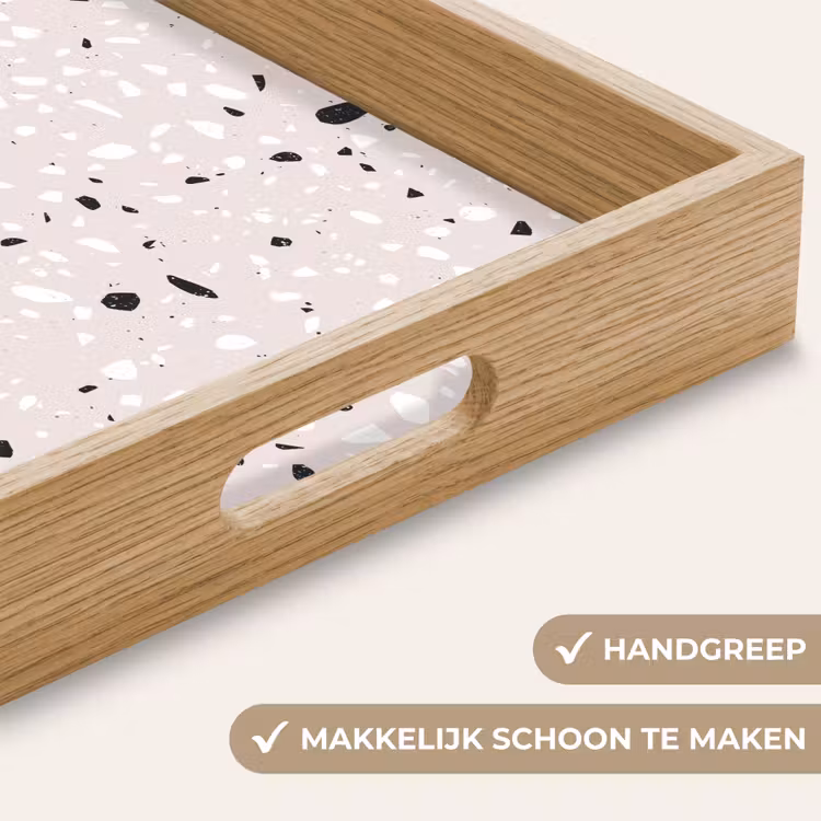 Dienblad - Terrazzo - Patroon - Zacht - Zwart - Wit — 8