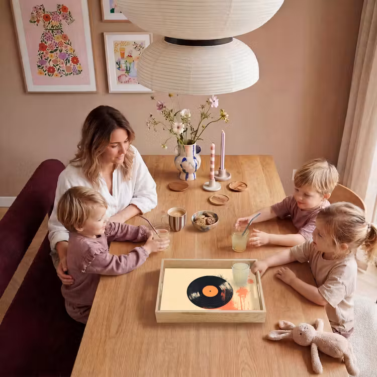 Dienblad - Vinylplaat - Zwart - Verfspatten - Retro — 5